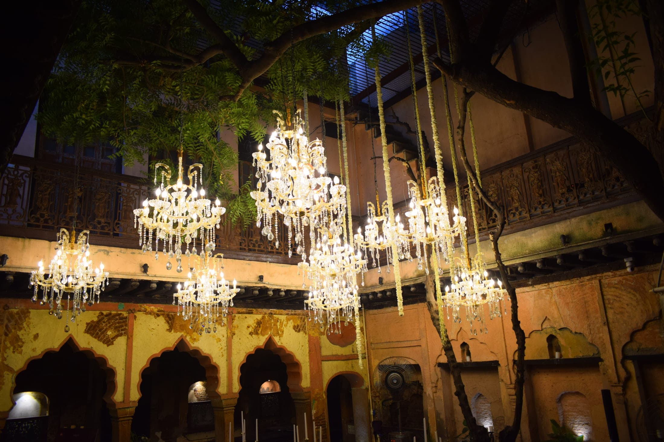 The candlelit haveli interior at Kathika Cultural Centre