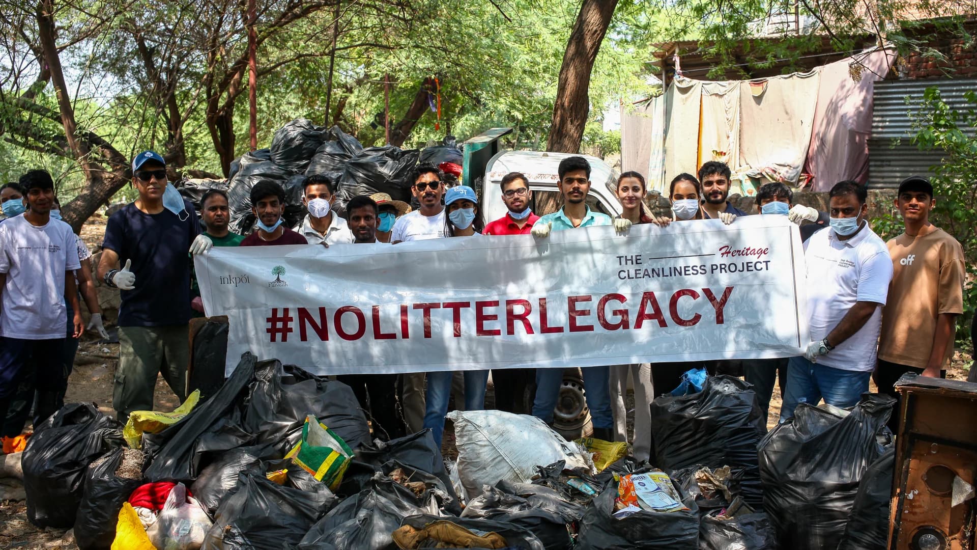 Volunteers at a Heritage Cleanliness Project drive in Delhi — panel 1, photograph 2